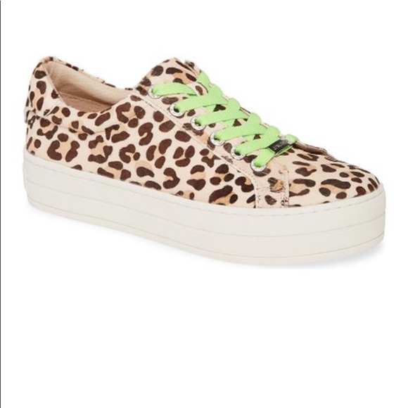 - Jslide NYC NEON HIPPIE CALF SKIN WEDGE SNEAKERS SIZE 7New - Picture 2 of 10